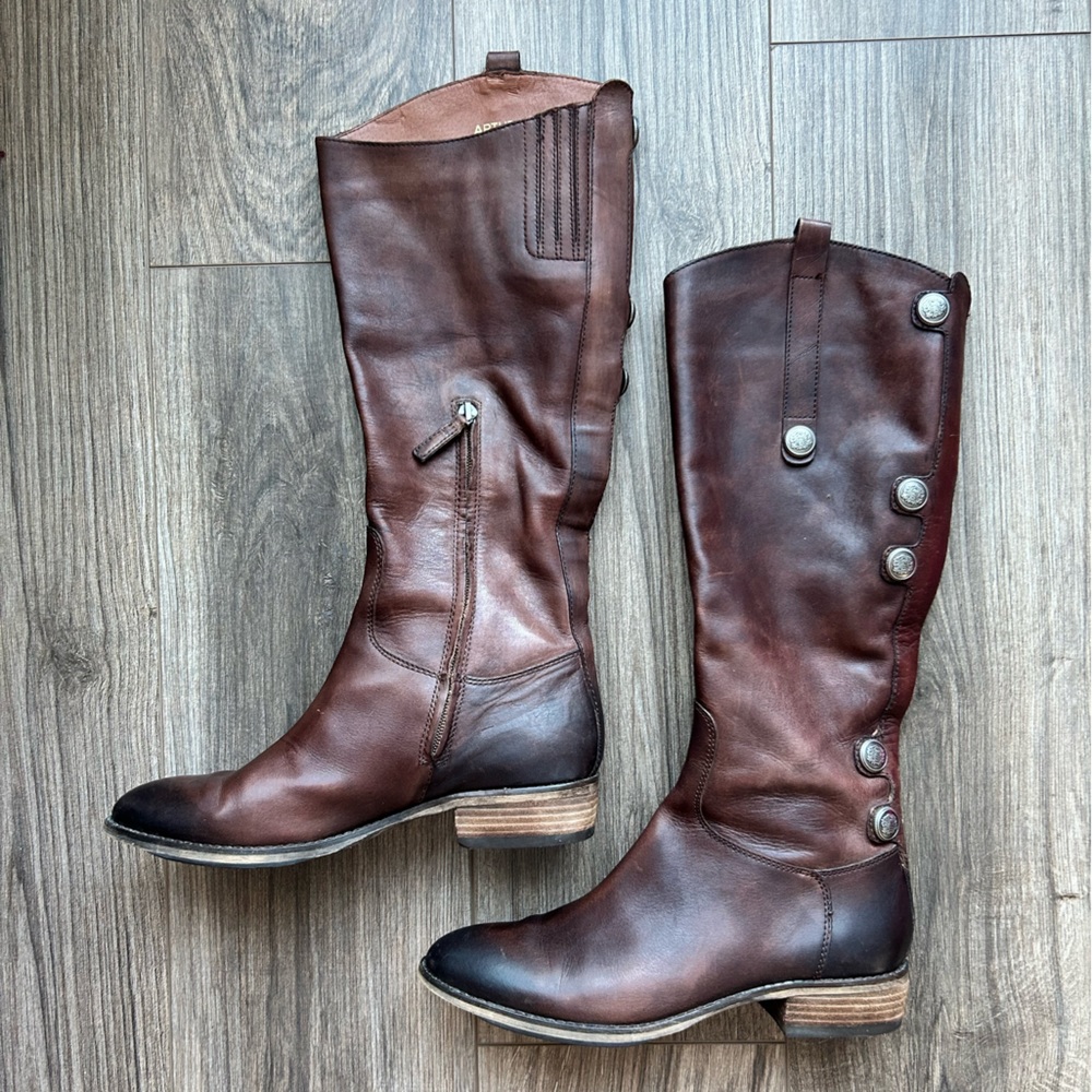 Arturo Chiang Ombré Brown Tall Leather Riding Boots | 7.5